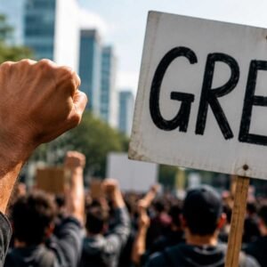 Manifestação de trabalhadores durante uma greve